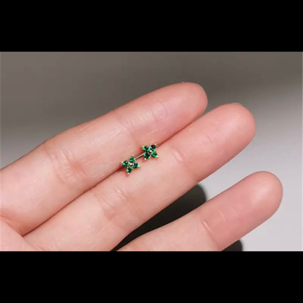Gold and Green Zircon Pinwheel Earrings